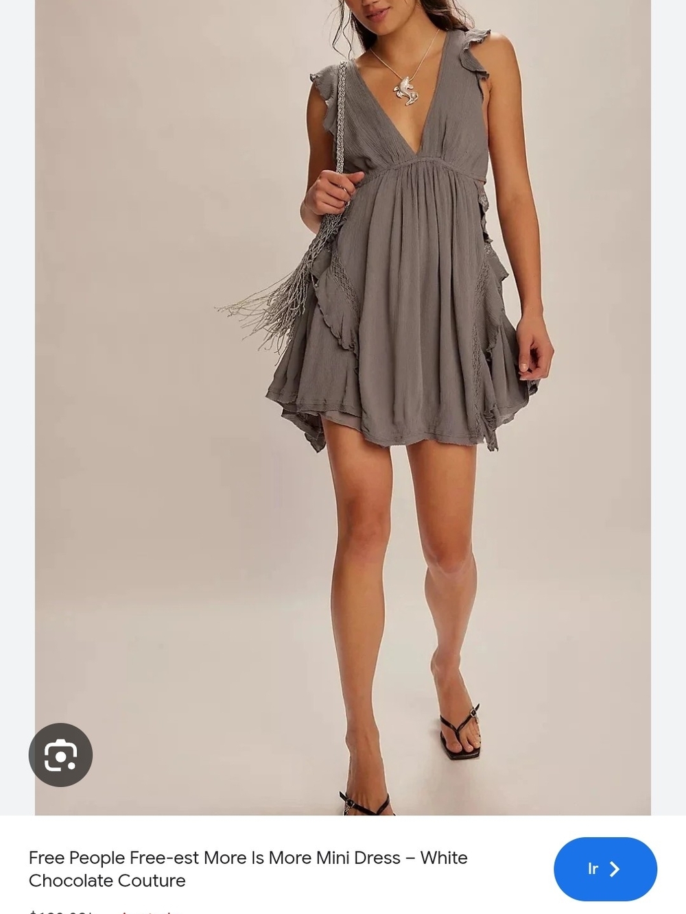 Free People Cream Ruffled Mini Dress - Picture 12 of 14